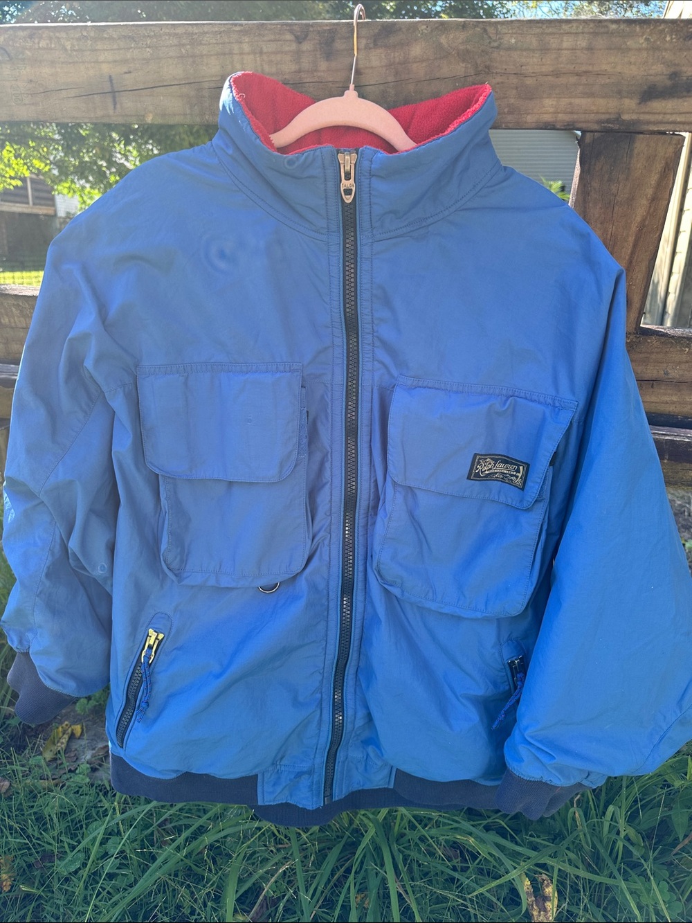 Polo by Ralph Lauren Blue Bomber Jacket with Red Lining